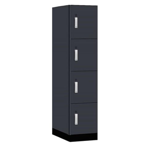 Salsbury 18 Wide Premier Wood Locker-Four Tier-1 Wide-6 Feet High-24” Deep-Carbon Mesh-Silver Electronic Locks
