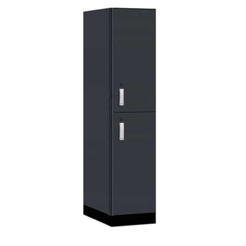Salsbury 18 Wide Premier Wood Locker-Double Tier-1 Wide-6 Feet High-24” Deep-Carbon Mesh-Silver Electronic Locks
