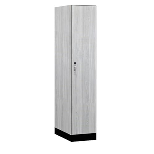 Salsbury 15 Wide Premier Wood Locker-Single Tier-1 Wide-6 Feet High-24” Deep-Silver Teak-Silver Hasps