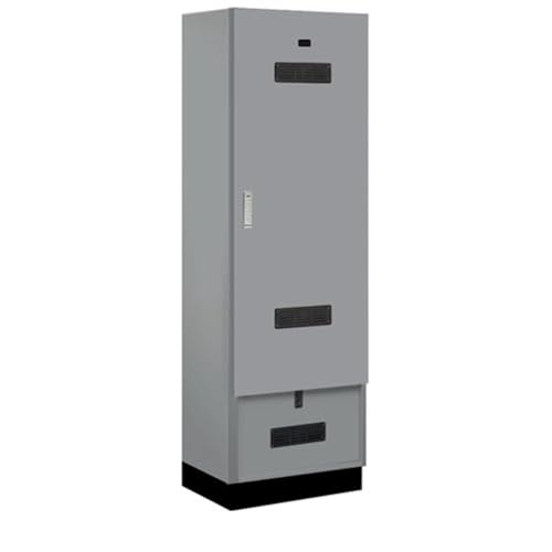Salsbury 24 Wide Premier Wood Gear Locker - 6 Feet High - 18 Inches Deep - Winter Fog - Silver Electronic Locks