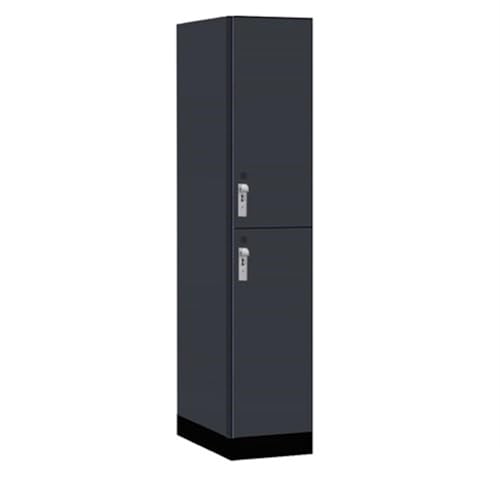 Salsbury 15 Wide Premier Wood Locker-Double Tier-1 Wide-6 Feet High-24” Deep-Carbon Mesh-Silver Hasps