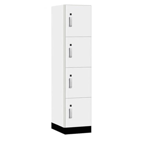 Salsbury 18 Wide Premier Wood Locker-Four Tier-1 Wide-6 Feet High-21” Deep-Arctic White-Silver Electronic Locks