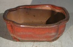 Parisian Red Ceramic Bonsai Pot - Rectangle<br><i>6.125 x 4.5 x 2.125</i>