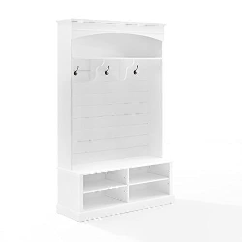 Casafoyer Furniture Bartlett Hall Tree with Shoe Rack Bench and Coat Hooks for Hanging, White