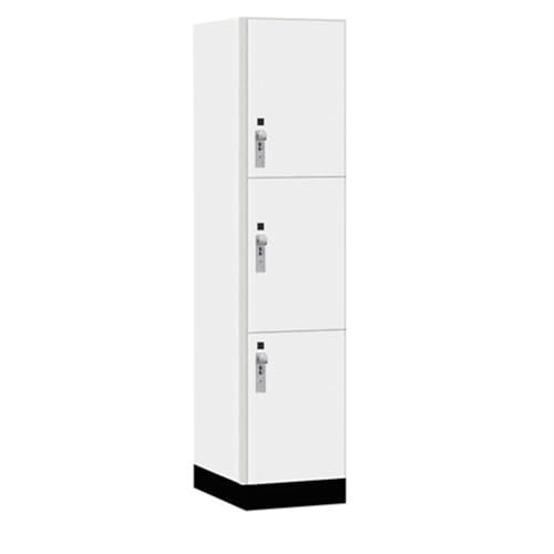 Salsbury 18 Wide Premier Wood Locker-Triple Tier-1 Wide-6 Feet High-21” Deep-Arctic White-Silver Hasps