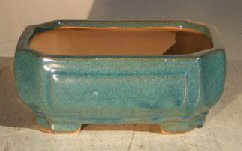 Blue/Green Ceramic Bonsai Pot - Rectangle<br><i>6.125 x 5.0 x 2.125</i>