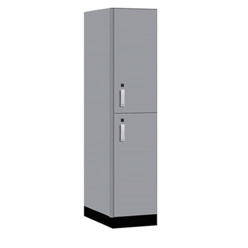Salsbury 18 Wide Premier Wood Locker-Double Tier-1 Wide-6 Feet High-24” Deep-Winter Fog-Silver Electronic Locks