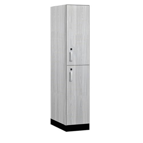 Salsbury 15 Wide Premier Wood Locker-Double Tier-1 Wide-6 Feet High-24” Deep-Silver Teak-Silver Electronic Locks