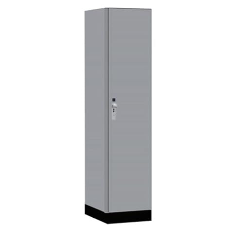 Salsbury 18 Wide Premier Wood Locker-Single Tier-1 Wide-6 Feet High-21” Deep-Winter Fog-Silver Hasps