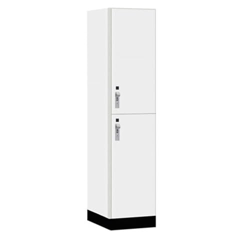 Salsbury 18 Wide Premier Wood Locker-Double Tier-1 Wide-6 Feet High-21” Deep-Arctic White-Silver Hasps