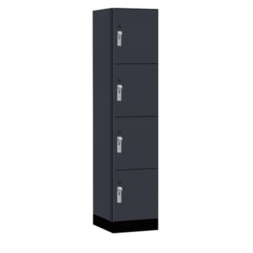 Salsbury 18 Wide Premier Wood Locker-Four Tier-1 Wide-6 Feet High-18” Deep-Carbon Mesh-Silver Hasps