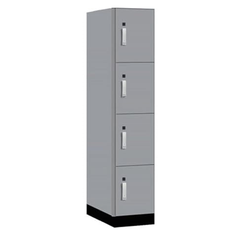Salsbury 15 Wide Premier Wood Locker-Four Tier-1 Wide-6 Feet High-24” Deep-Winter Fog-Silver Electronic Locks