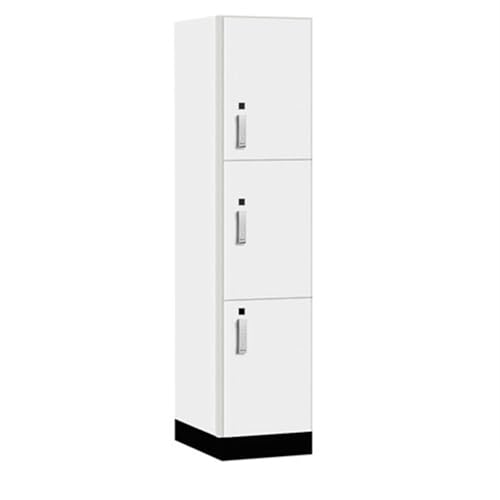 Salsbury 18 Wide Premier Wood Locker-Triple Tier-1 Wide-6 Feet High-21” Deep-Arctic White-Silver Electronic Locks