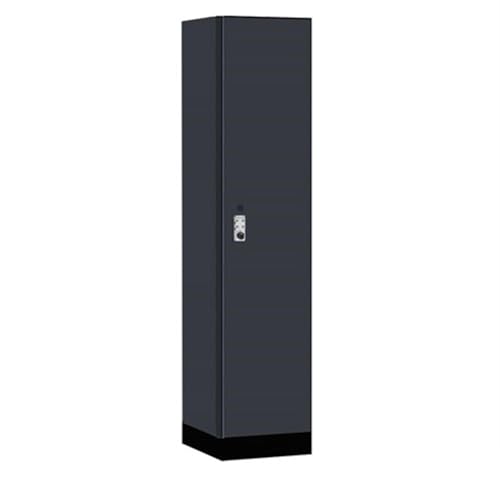 Salsbury 18 Wide Premier Wood Locker-Single Tier-1 Wide-6 Feet High-18” Deep-Carbon Mesh-Silver Resettable Combination Locks