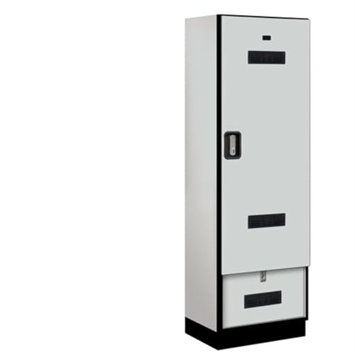 Salsbury 24 Wide Designer Wood Gear Locker - 6 Feet High - 18 Inches Deep - Gray - Silver Electronic Locks