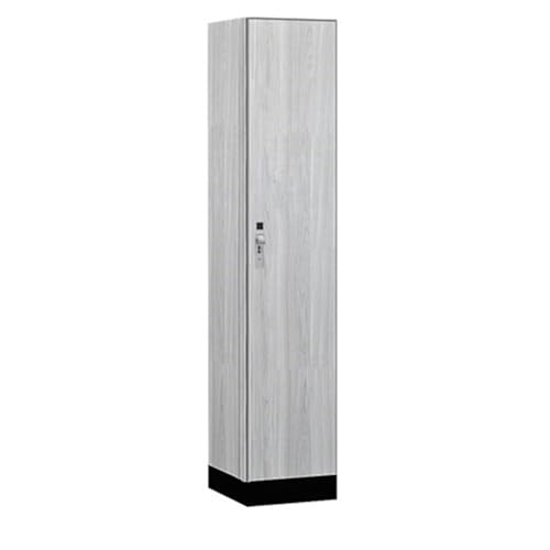 Salsbury 15 Wide Premier Wood Locker-Single Tier-1 Wide-6 Feet High-18” Deep-Silver Teak-Silver Hasps