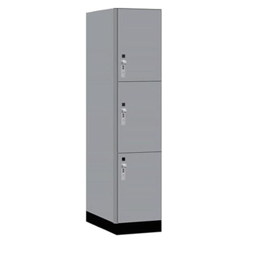 Salsbury 18 Wide Premier Wood Locker-Triple Tier-1 Wide-6 Feet High-24” Deep-Winter Fog-Silver Hasps