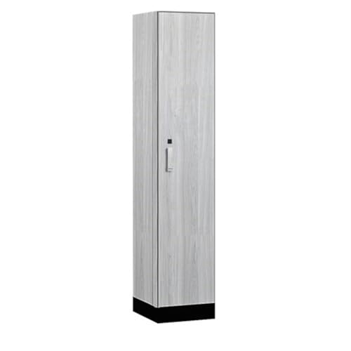 Salsbury 15 Wide Premier Wood Locker-Single Tier-1 Wide-6 Feet High-18” Deep-Silver Teak-Silver Electronic Locks