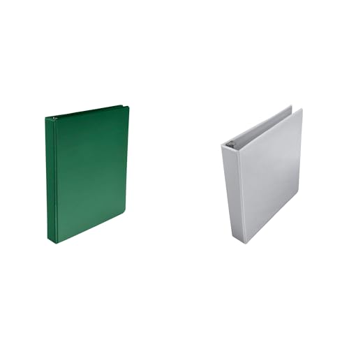 Casafoyer Round Ring Binder, Green, 1 Inch & View Binder, White, 1-1/2 Inches Combo Kit for Document Organization