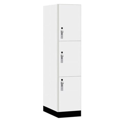 Salsbury 18 Wide Premier Wood Locker-Triple Tier-1 Wide-6 Feet High-24” Deep-Arctic White-Silver Hasps