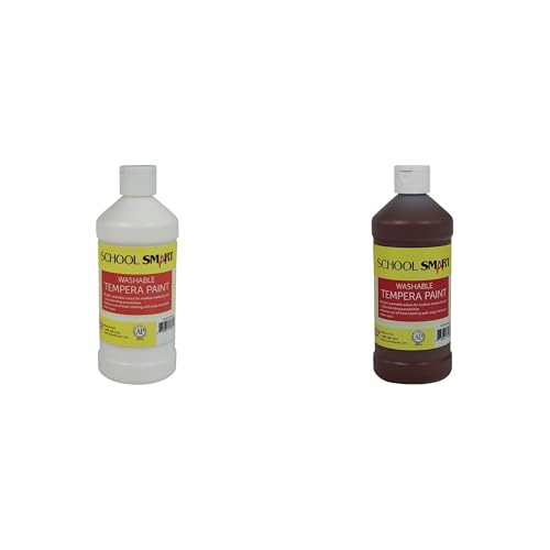Casafoyer Washable Tempera Paints Combo Kit - White and Brown, 16 Ounces and 1 Pint - Ideal for Art Classes and Creative Projects