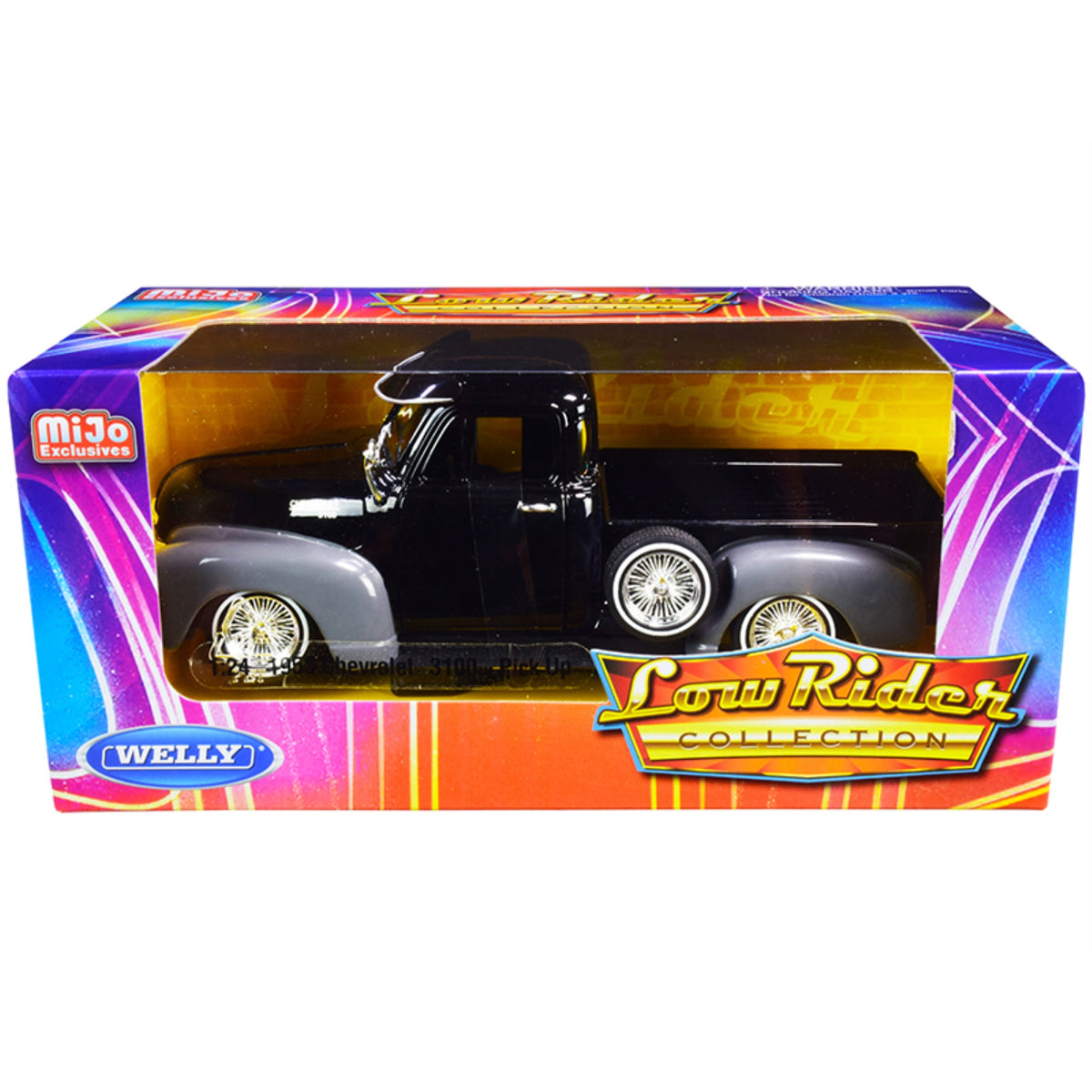 1953 Chevrolet 3100 Pickup Truck Black And Gray \Low Rider Collection\ 1/24 Diecast Model Car By Welly'''