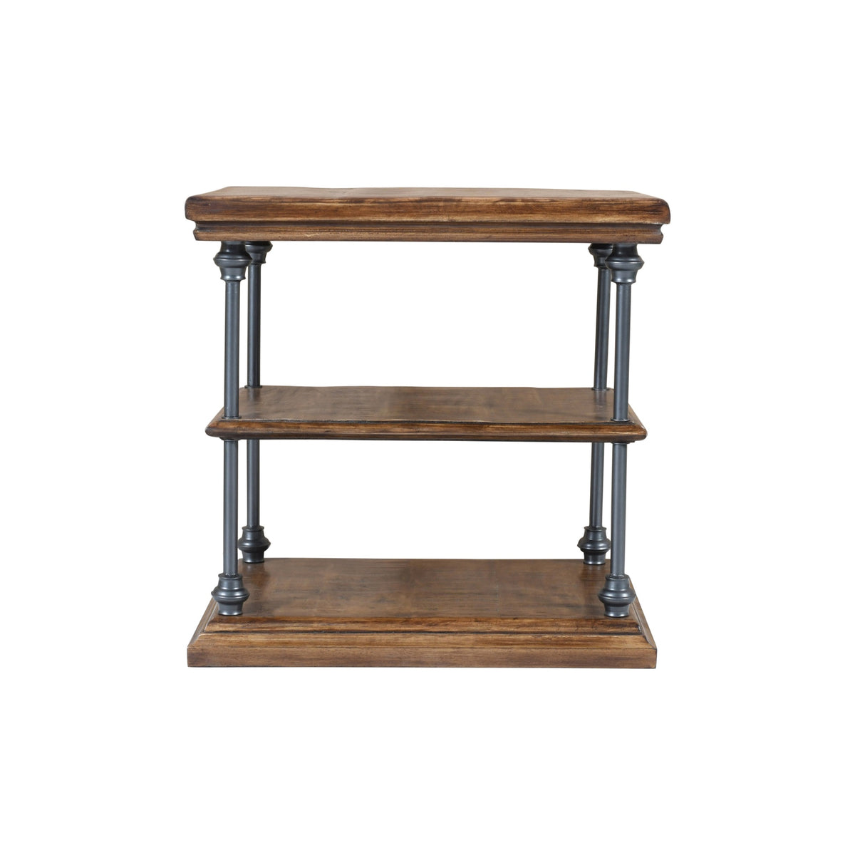 Larson Modern Industrial Square Solid Wood End Table With Storage Shelves