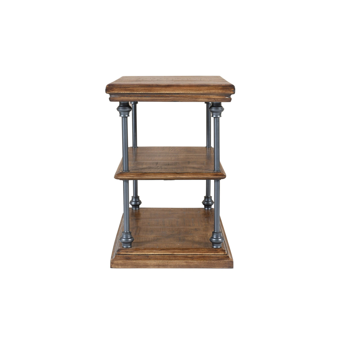 Larson Modern Industrial Solid Wood Chairside End Table With Storage