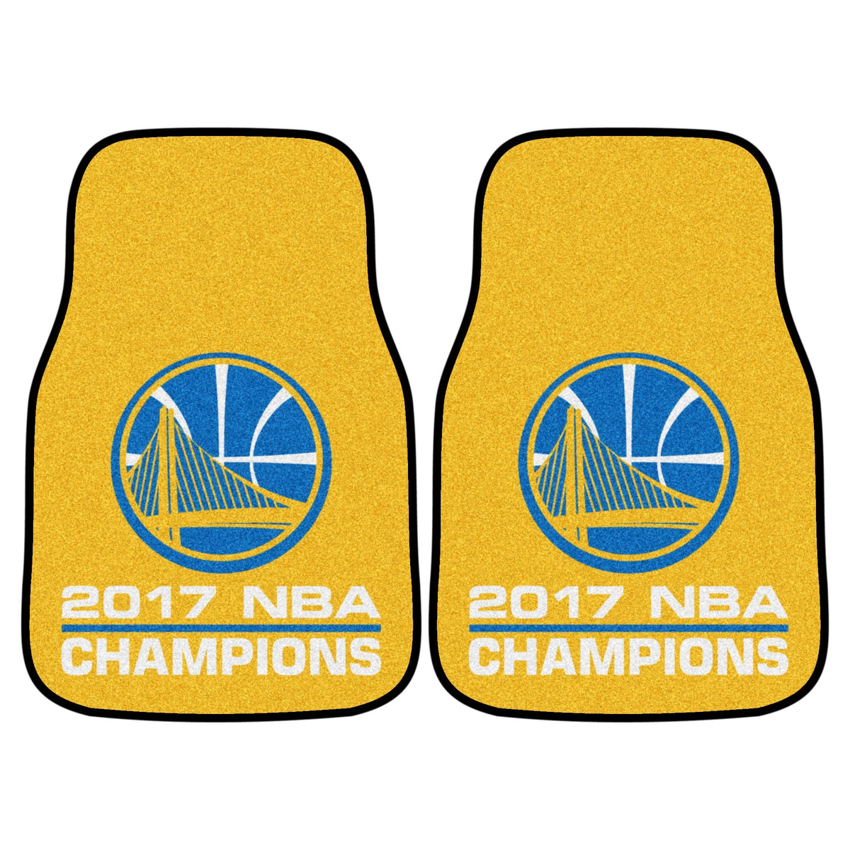 Golden State Warriors 2017 Nba Champions Front Carpet Car Mat Set - 2 Pieces