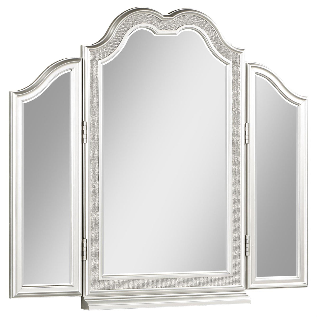 Evangeline Vanity Mirror With Faux Diamond Trim Silver