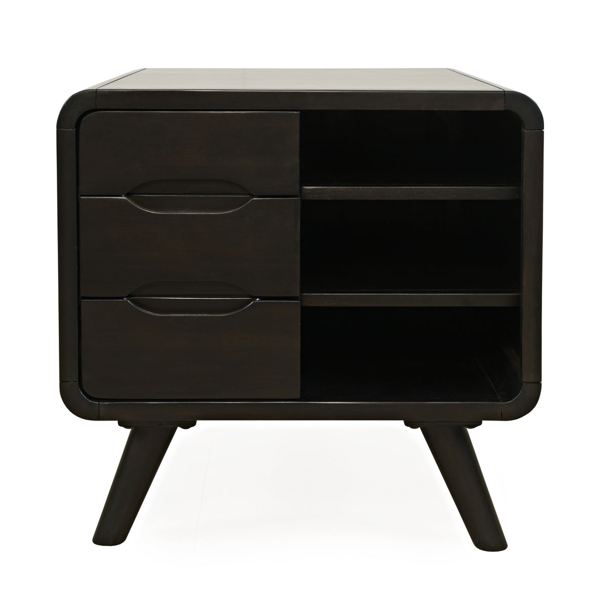 Marlowe Mid-Century Modern 24' Curved End Table With Storage Drawers