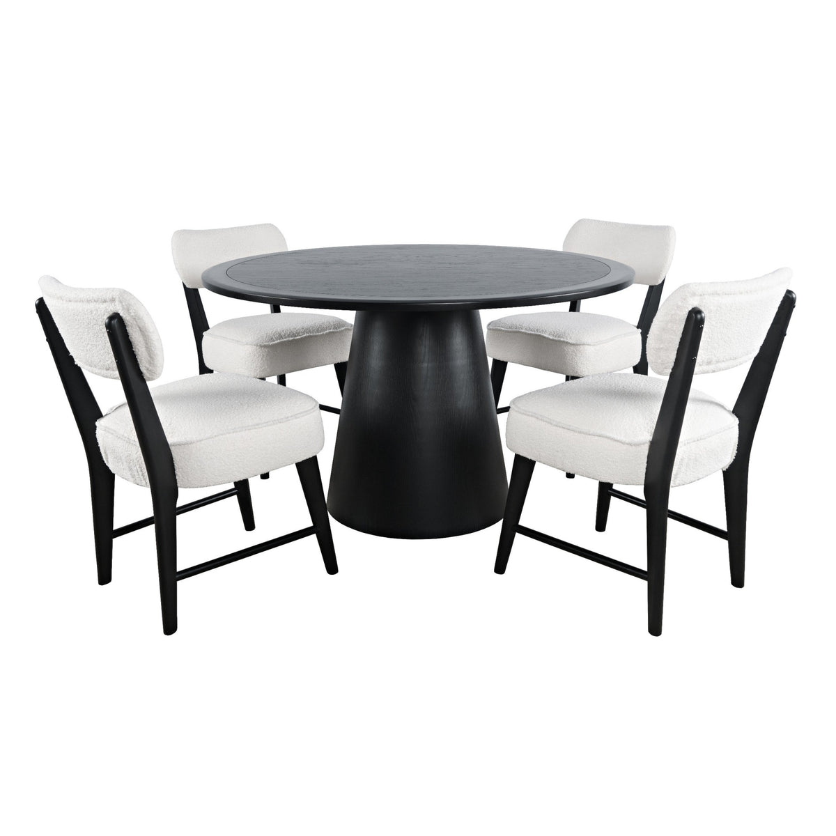 Nash Mid-Century Modern Five Piece Pedestal Dining Set With Upholstered Chairs