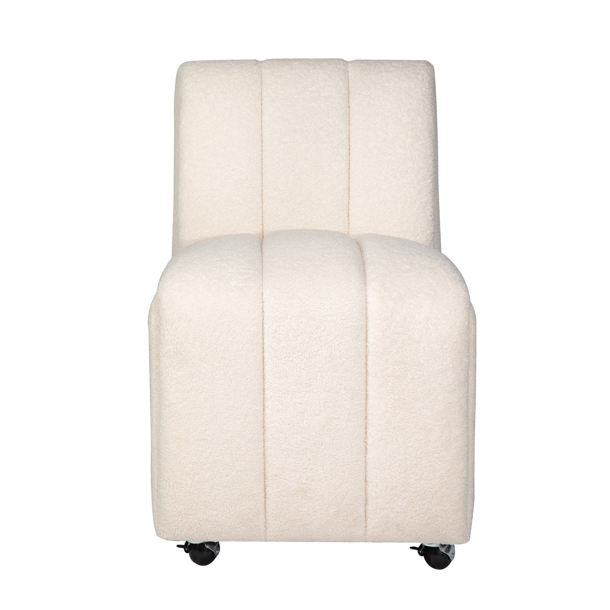 Tess Contemporary Modern Ivory Boucle Upholstered Dining Chair With Wheels (Set Of 2)