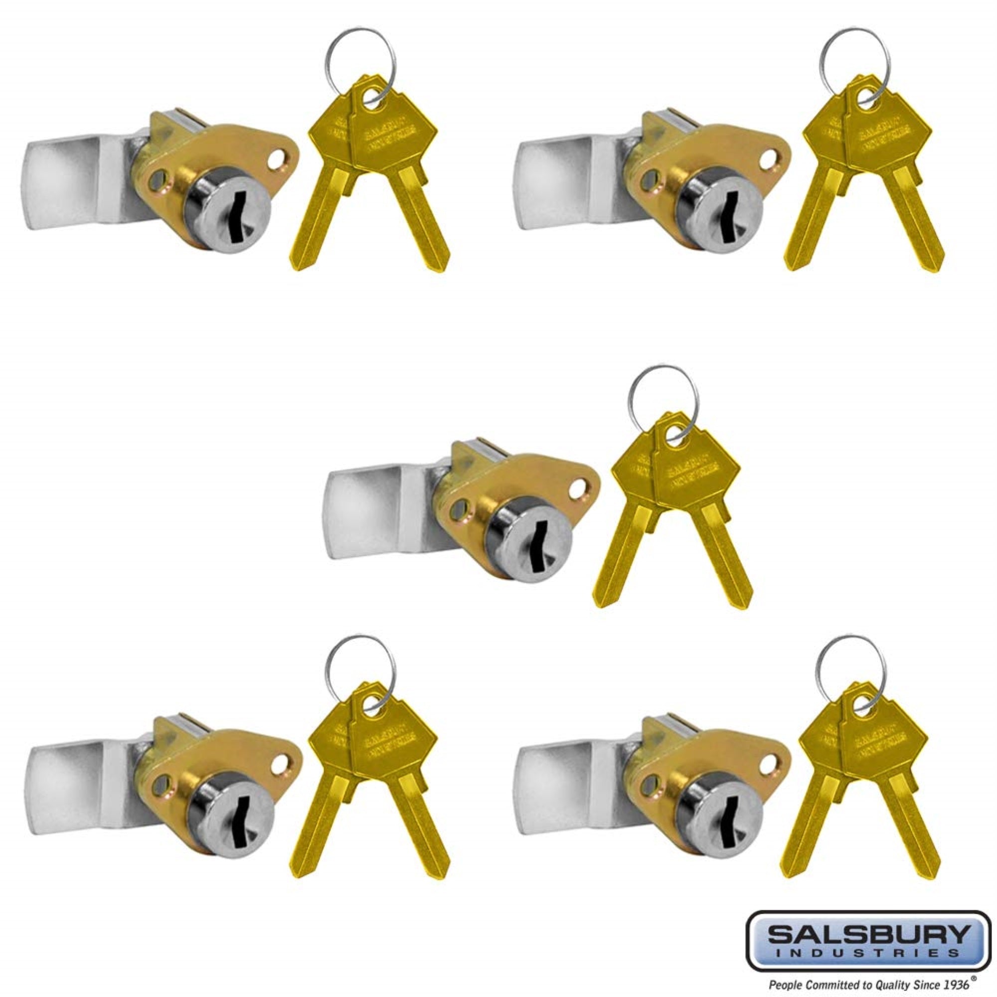 Standard Locks - Replacement for Salsbury Aluminum Mailbox Door with 2 Keys per Lock - 5 Pack