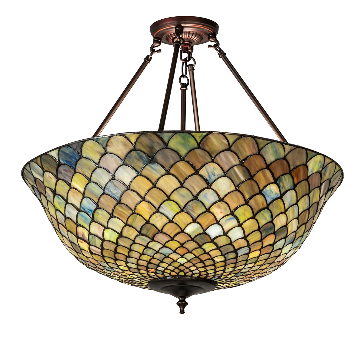 24' Wide Tiffany Fishscale Semi-Flushmount