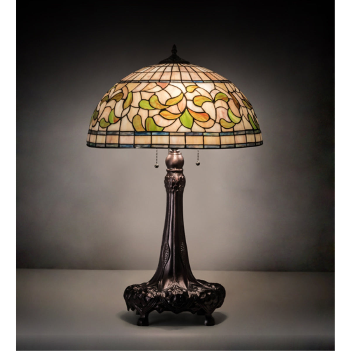 31' High Tiffany Turning Leaf Table Lamp