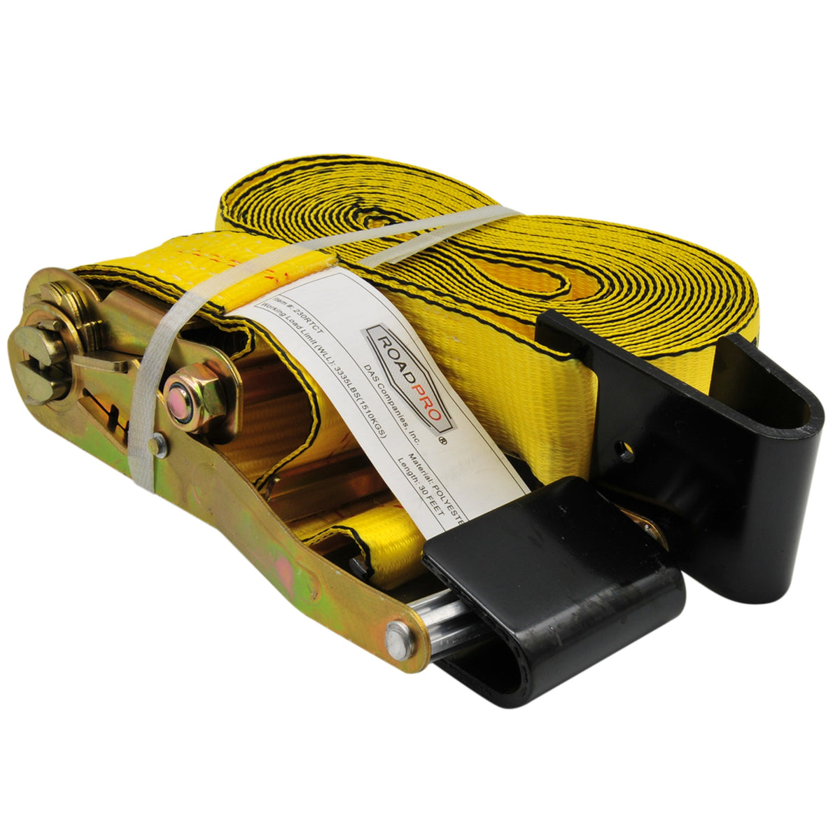 Roadpro Heavy-Duty Ratchet Strap 2 Inch X 30 Feet Tie-Down With Flat Hooks For Truck Cargo