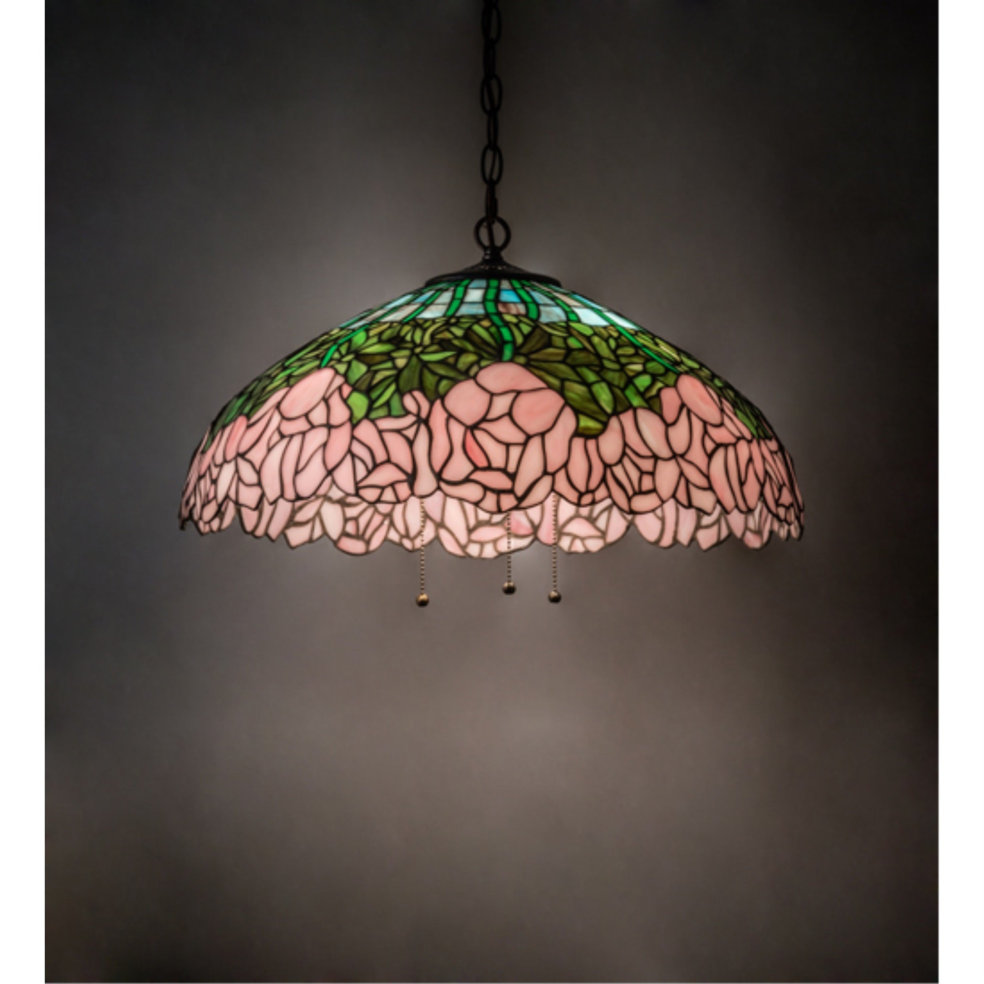 22' Wide Tiffany Cabbage Rose Pendant