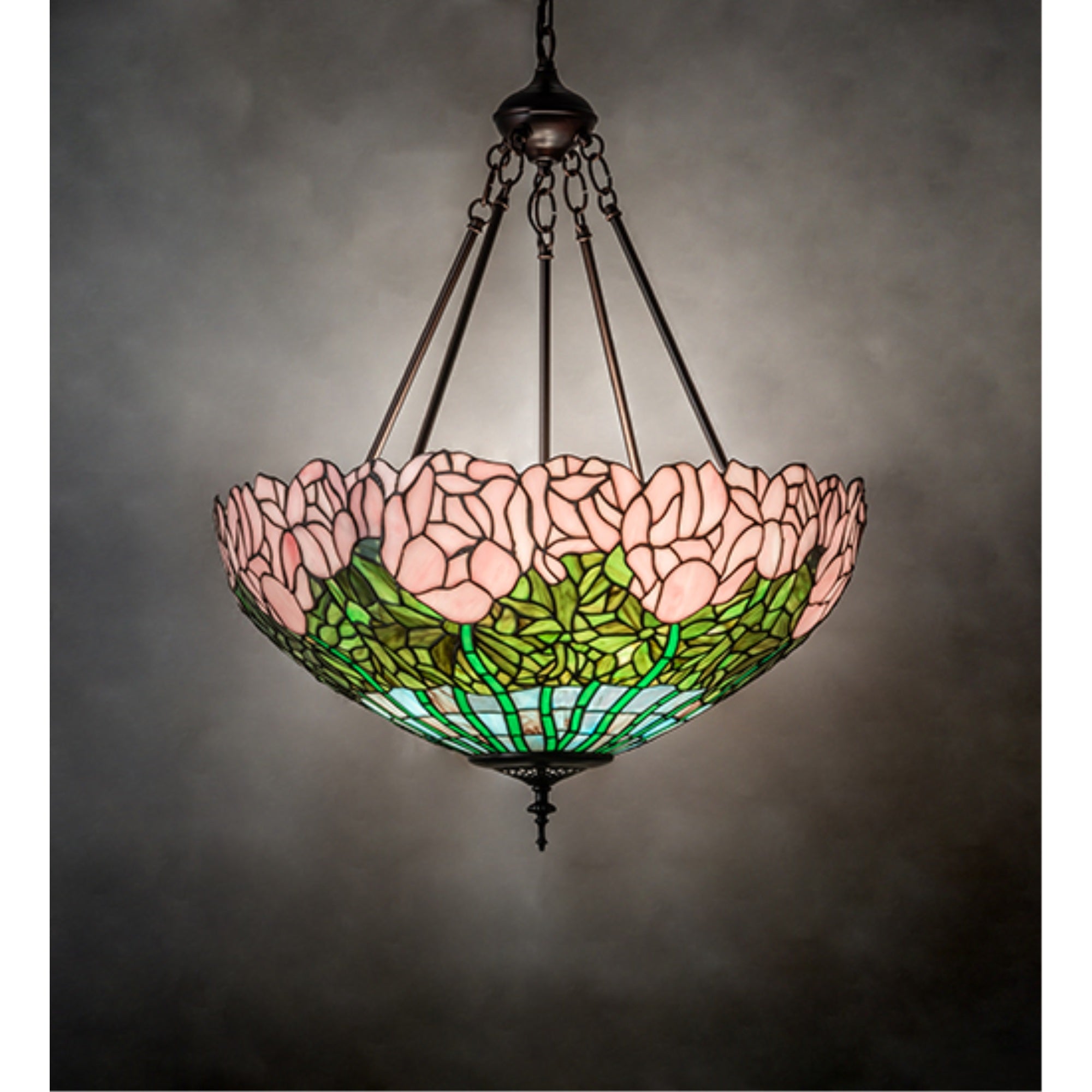 22' Wide Cabbage Rose Inverted Pendant