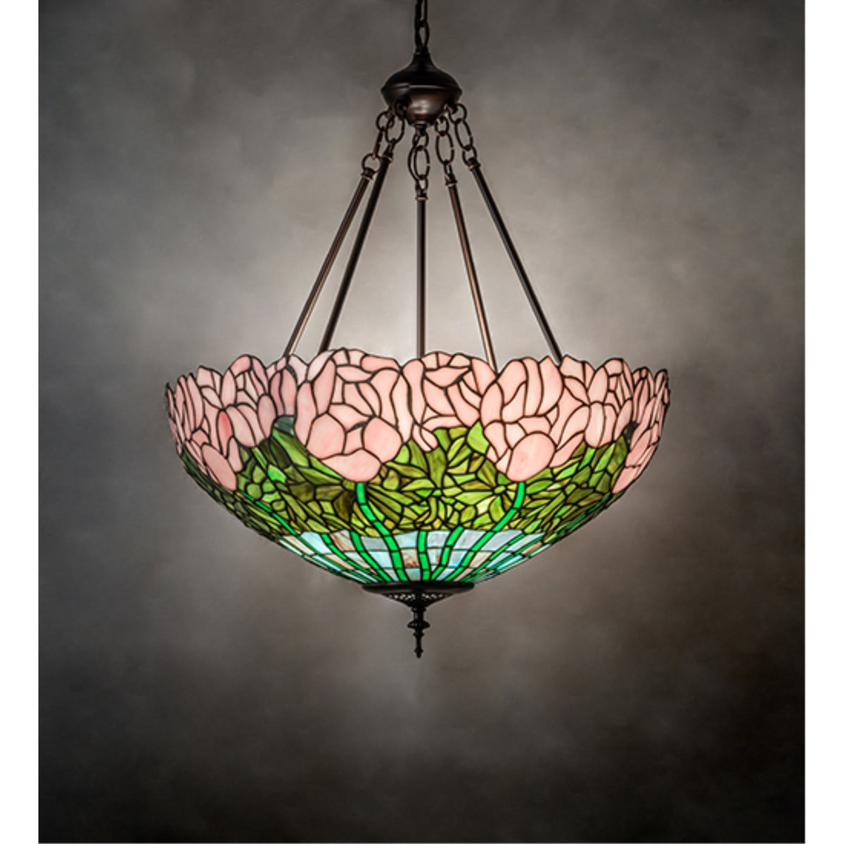 22' Wide Cabbage Rose Inverted Pendant