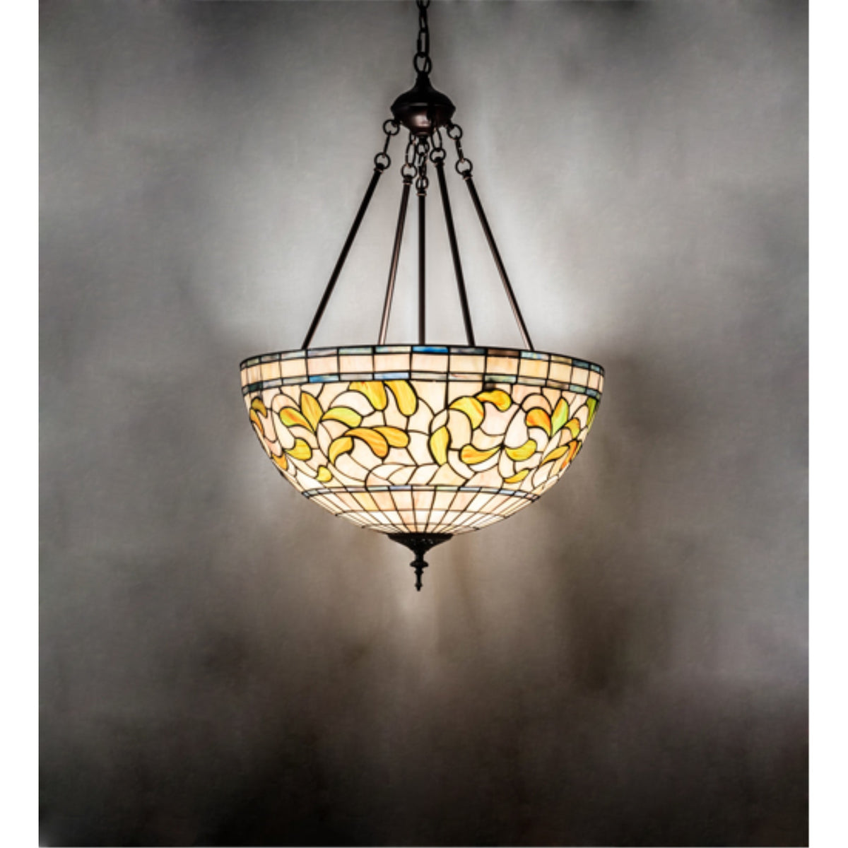 20' Wide Tiffany Turning Leaf Inverted Pendant