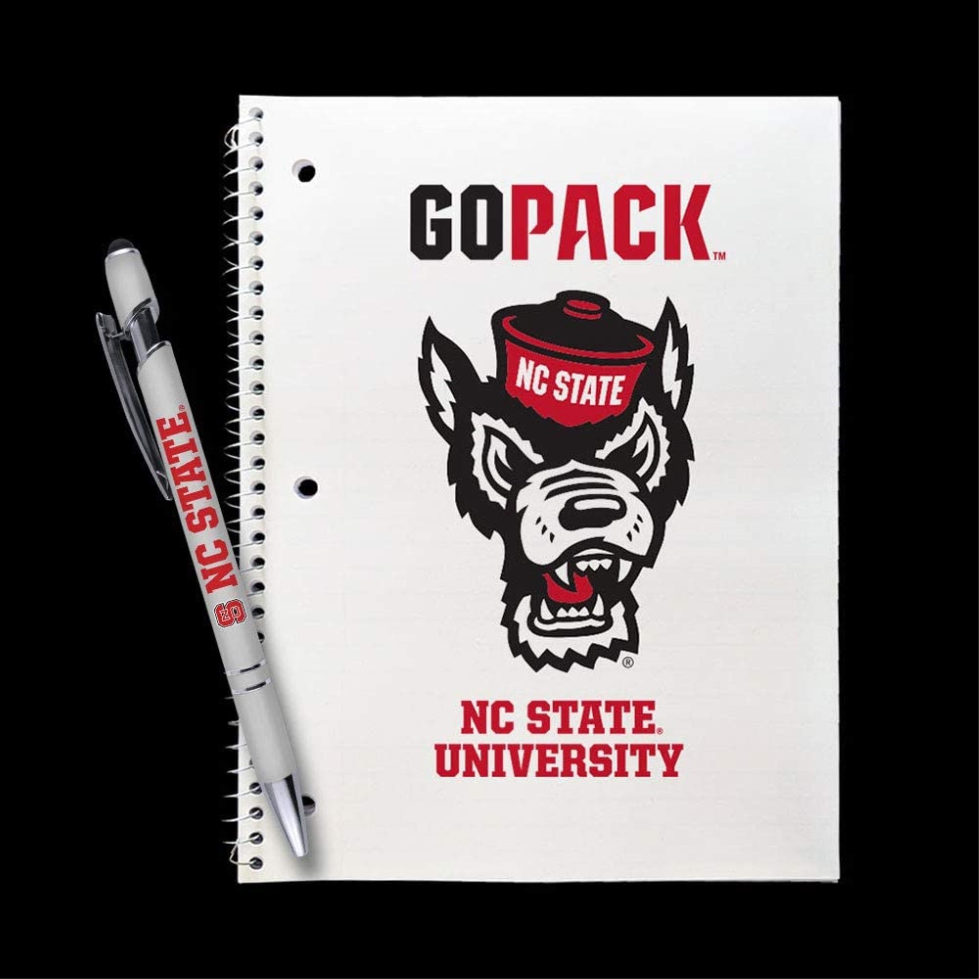 Nc State Wolfpack Gift Set - Spiral Notebook And Comfort Feel Metal Pen (2322)