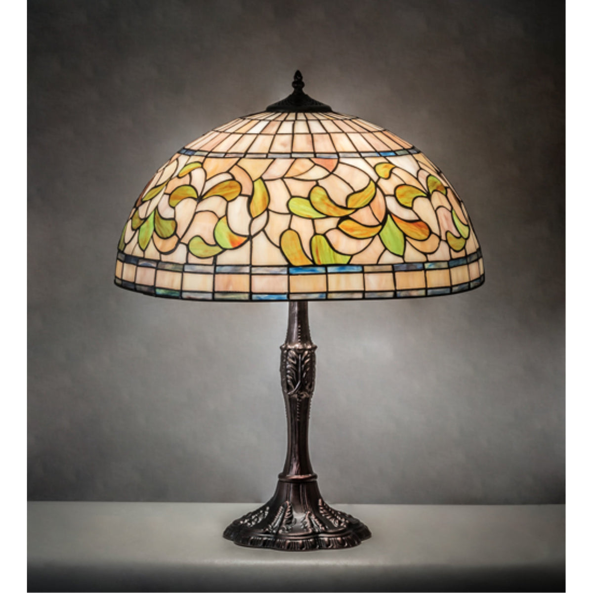 26' High Tiffany Turning Leaf Table Lamp