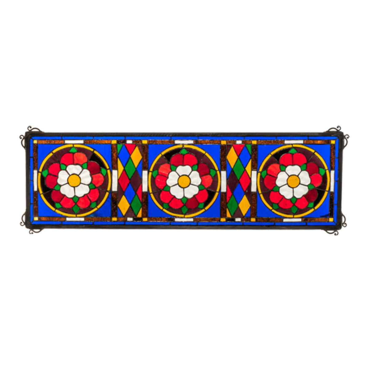 33' Wide X 10' High Tudor Trio Stained Glass Window