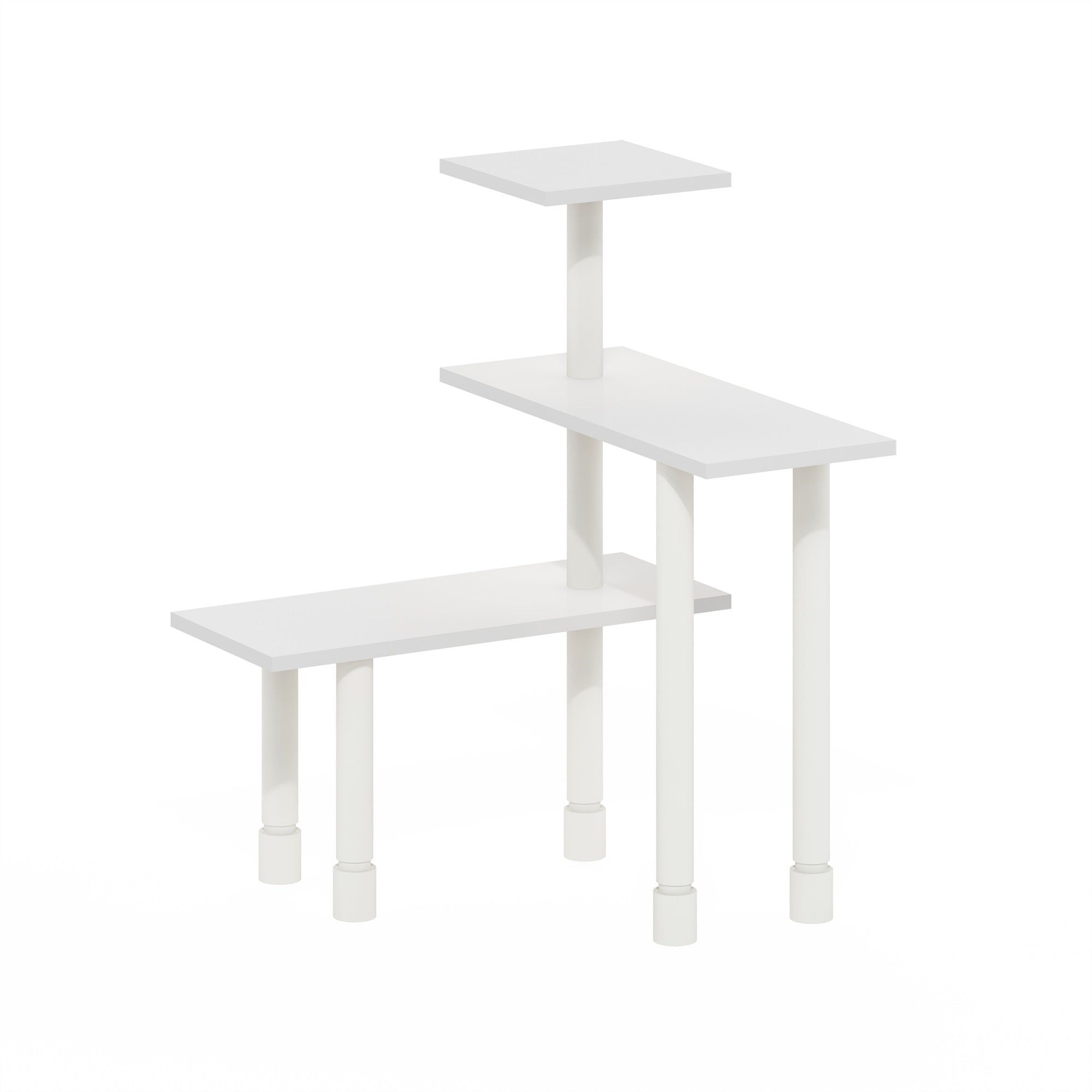 Furinno Turn-N-Tube 3-Tier Multipurpose Corner Countertop Organizer Shelf, White/White