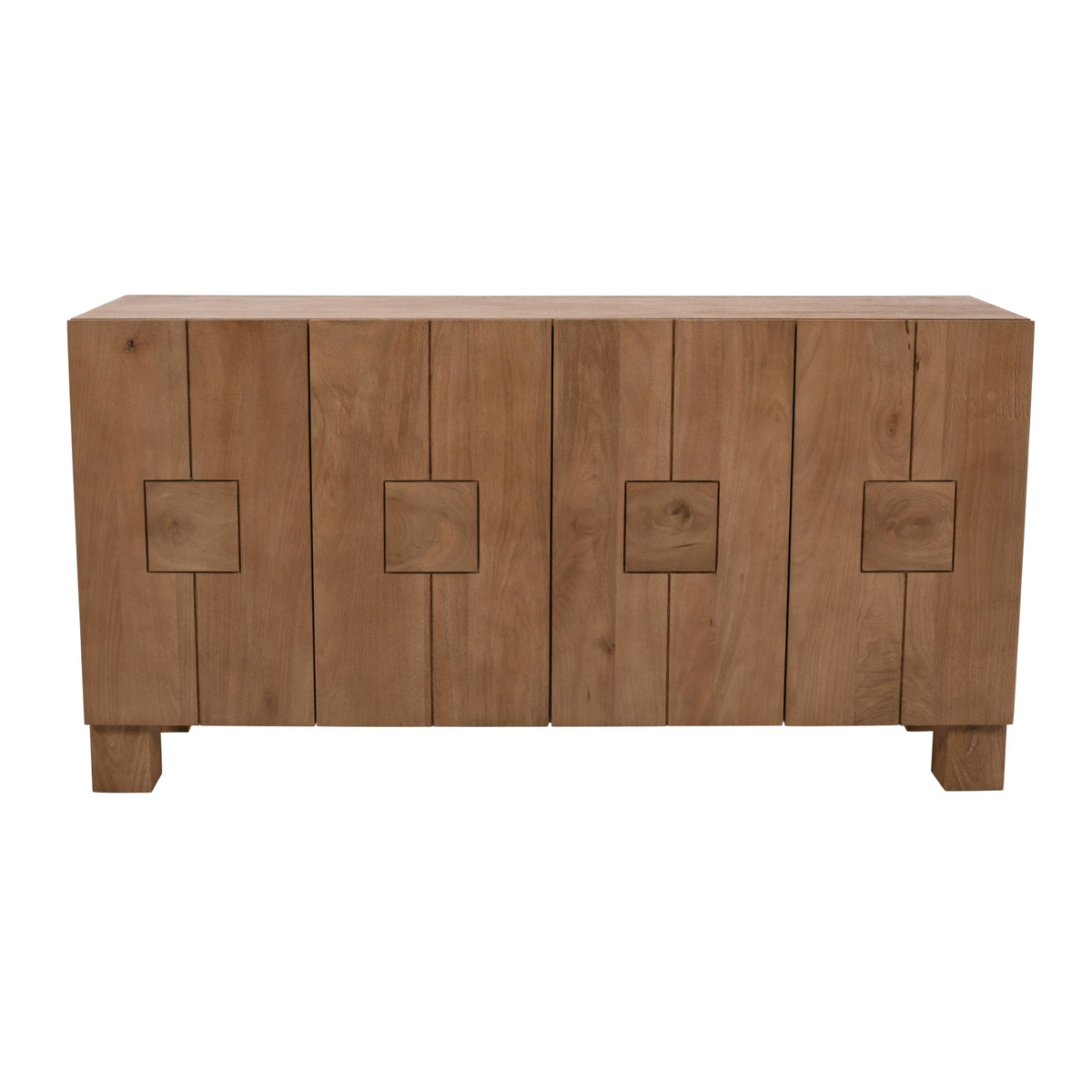 Sequoia 62' Modern Rustic Solid Wood Four Door Sideboard Storage Cabinet