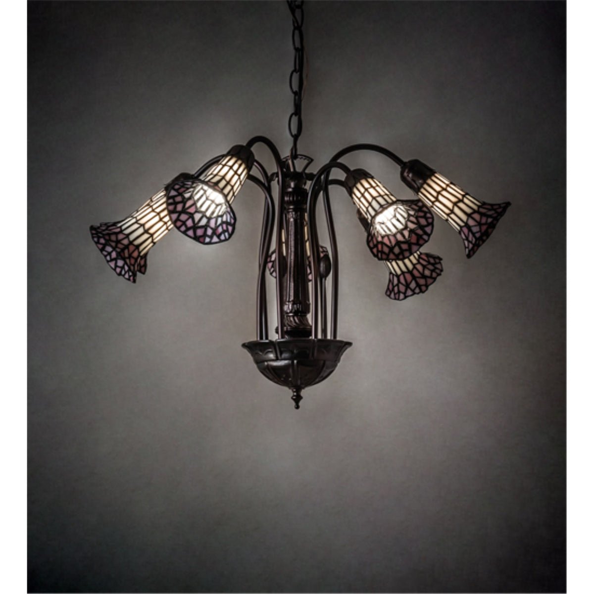 24' Wide Tiffany Pond Lily 7 Light Chandelier