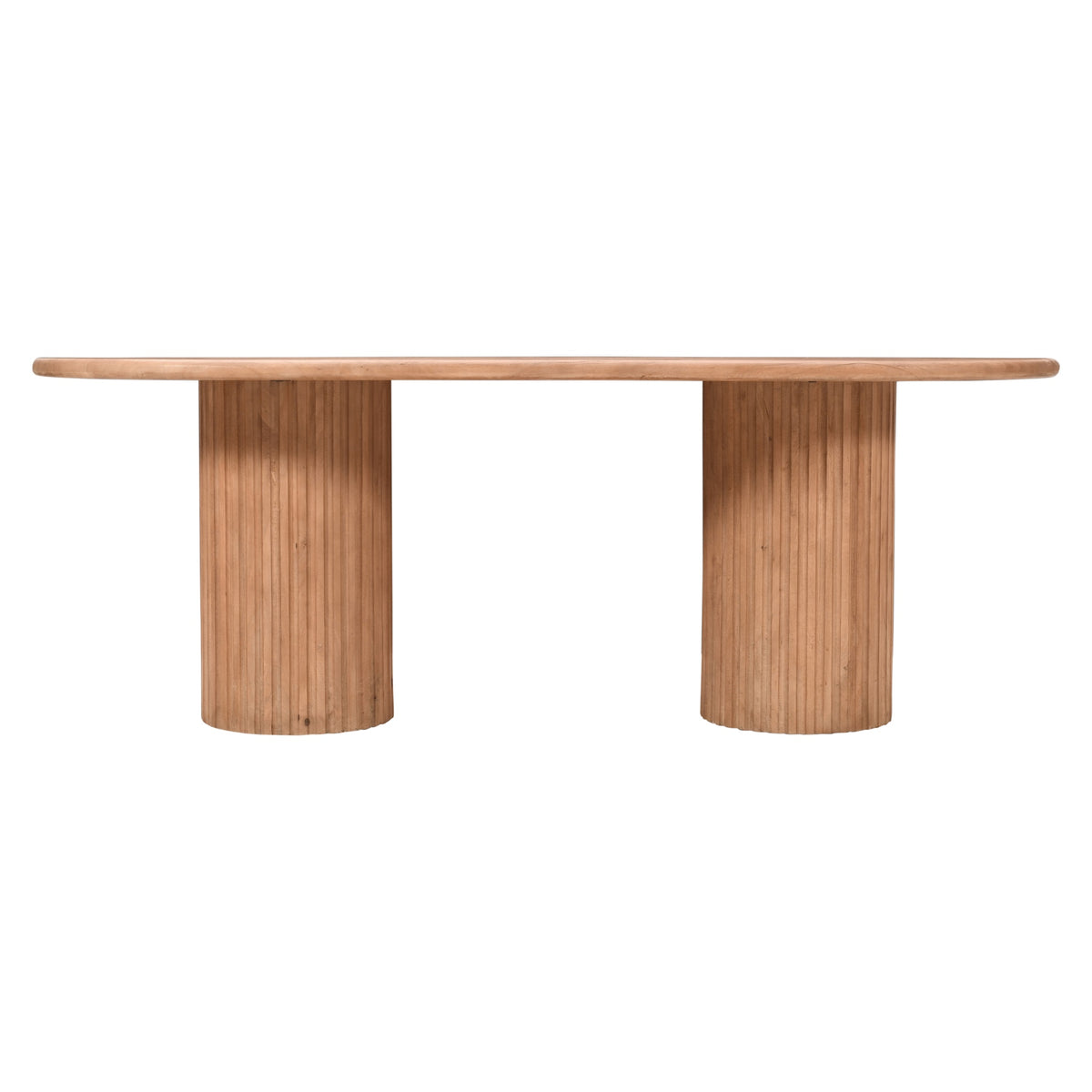 Breck Solid Wood 84' Mid-Century Modern Fluted Double Pedestal Dining Table