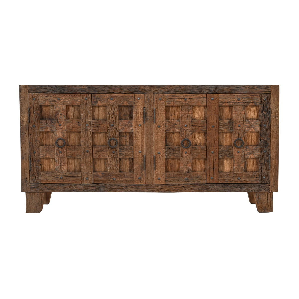 Colton 71' Reclaimed Solid Wood Four Door Accent Storage Cabinet Sideboard