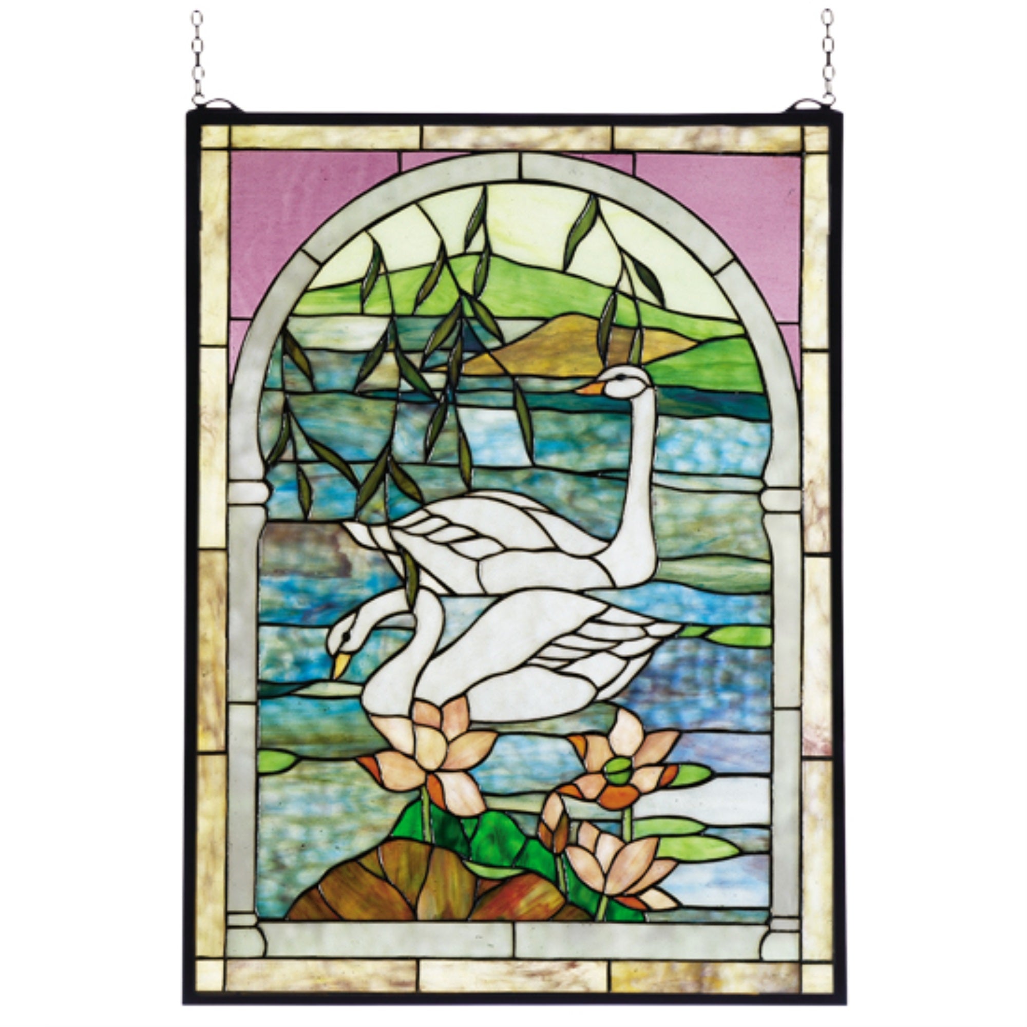 22'W X 30'H Swans Stained Glass Window